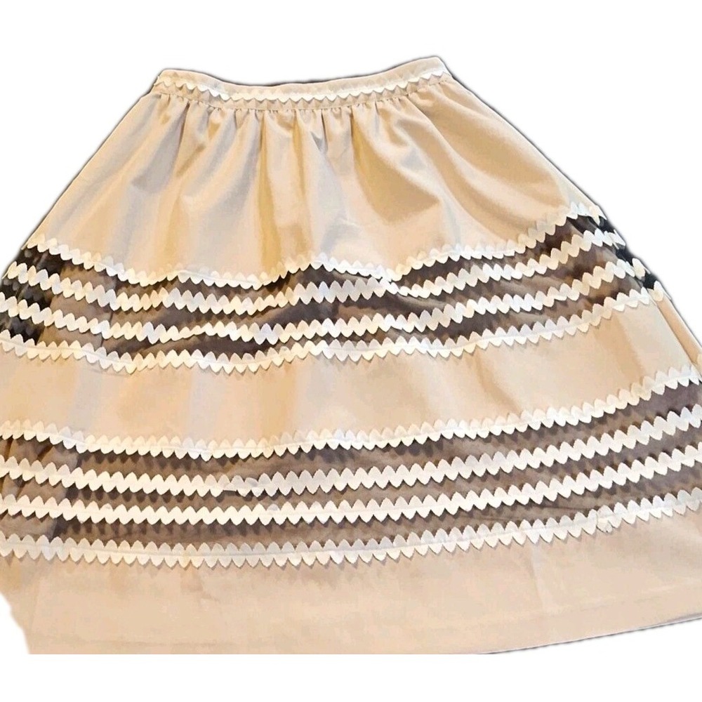 ENDLESS ROSSE BEIGE LACE COTTAGE CORE BUSINESS CASUAL A-LINE MIDI SKIRT SZ L